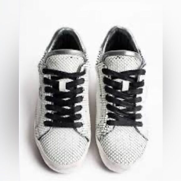 Zadig & Voltaire Neo Keith womens sneakers white leather faux snakeskin 40/8.5-9 - Picture 1 of 14